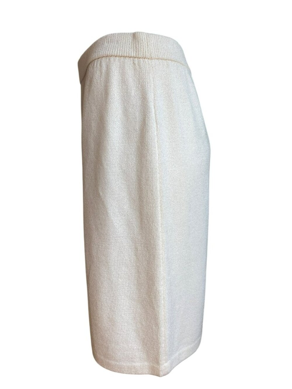 St John Collection Cream Off White Knit Skirt Santana Stretch Elastic Waist 10 - Picture 5 of 7